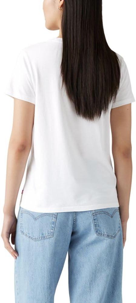 imageLevis Womens Perfect Crewneck Tee Shirt Also Available in PlusTake Flight Stripe Mountain Bright White