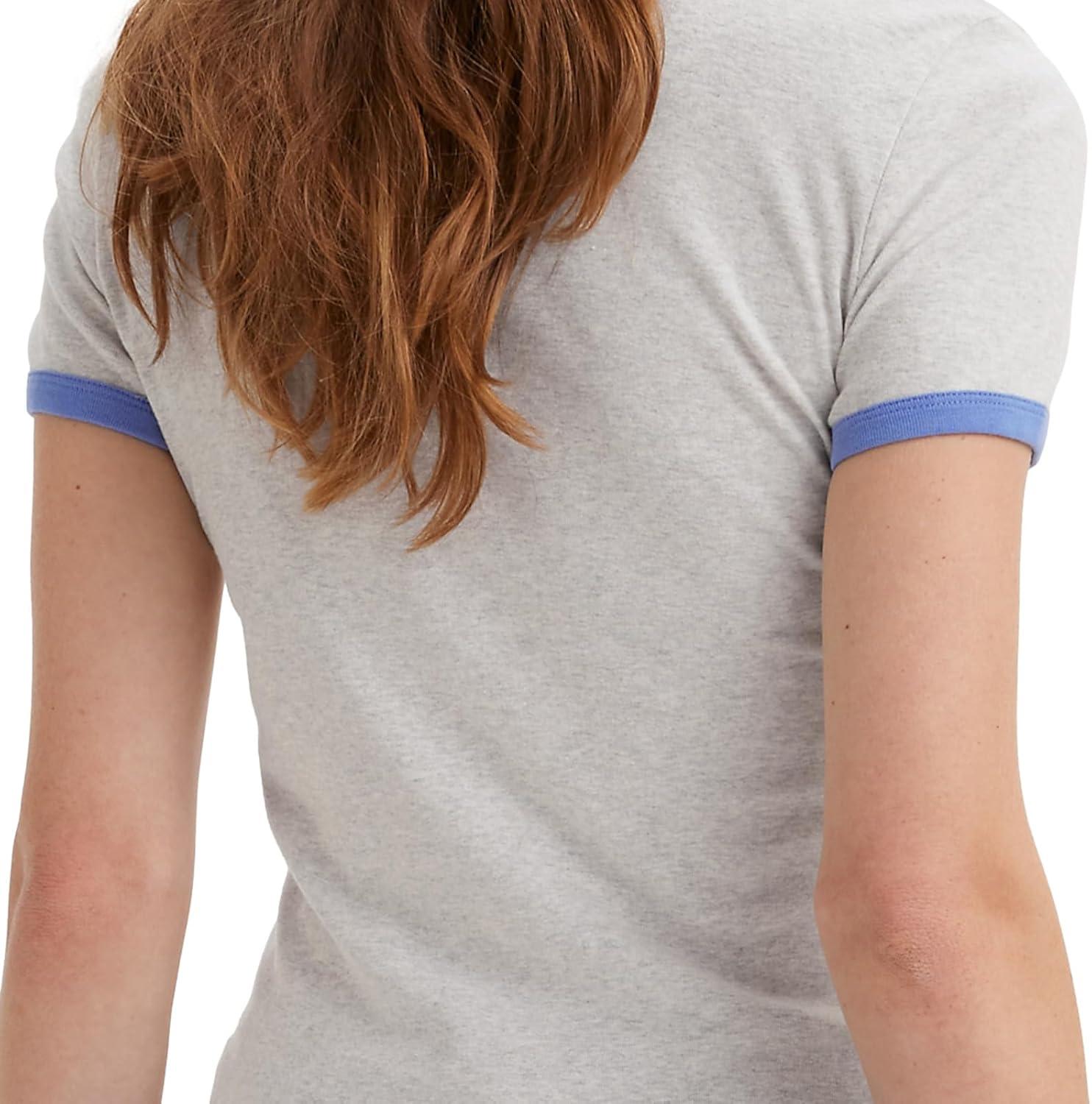 imageLevis Womens Perfect Graphic Tee ShirtNew 73 Ring Orbit Heather Gray Blue Yonder
