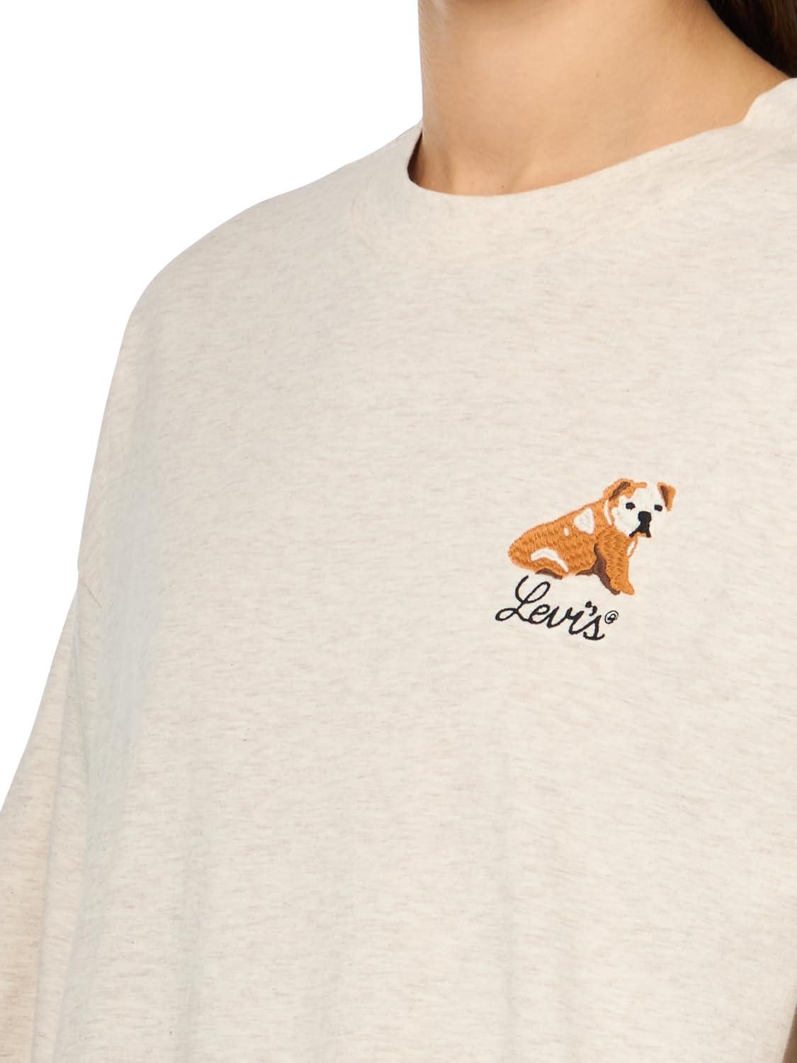 imageLevis Womens Perfect Graphic Tee ShirtSmall Dog Oatmeal Heather