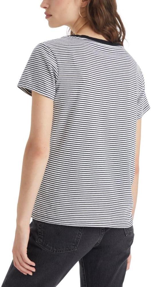 imageLevis Womens Perfect VNeck TShirtAnnalise Stripe Cloud Dancer