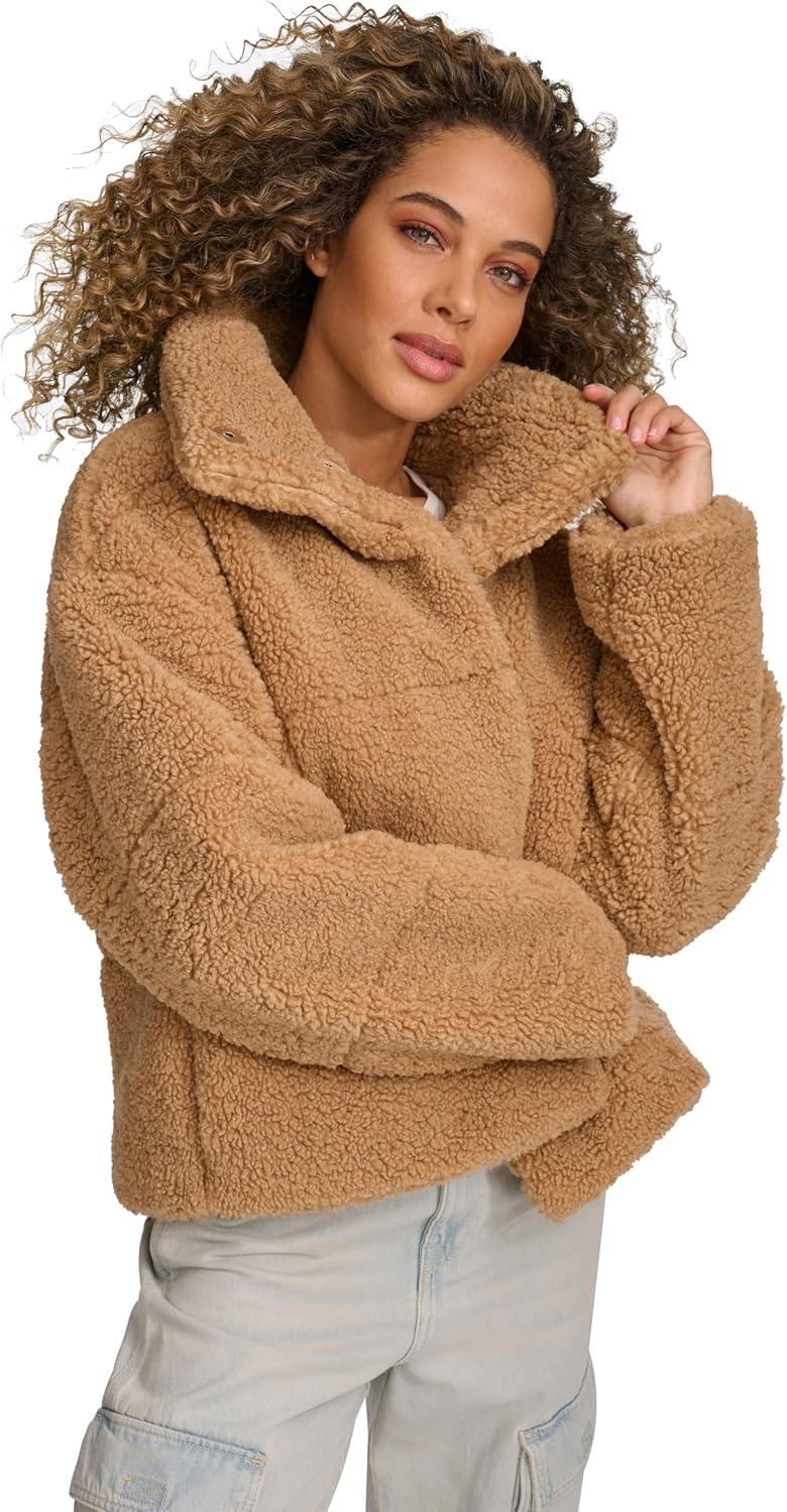 imageLevis Womens Shortie Patchwork Quilted Teddy CoatChestnut Shortie