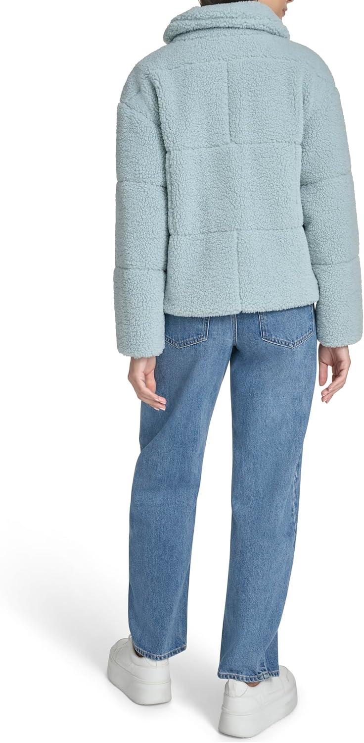 imageLevis Womens Shortie Patchwork Quilted Teddy CoatGrey Mist Shortie