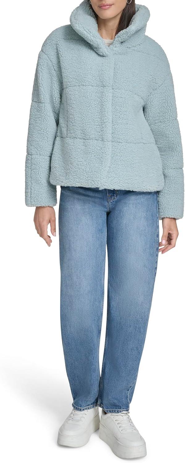 imageLevis Womens Shortie Patchwork Quilted Teddy CoatGrey Mist Shortie