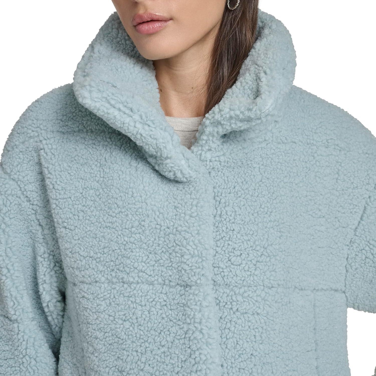 imageLevis Womens Shortie Patchwork Quilted Teddy CoatGrey Mist Shortie