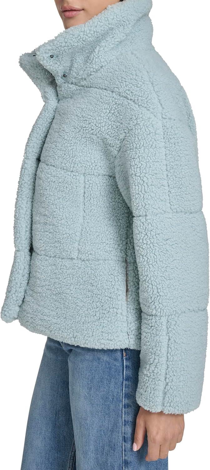 imageLevis Womens Shortie Patchwork Quilted Teddy CoatGrey Mist Shortie