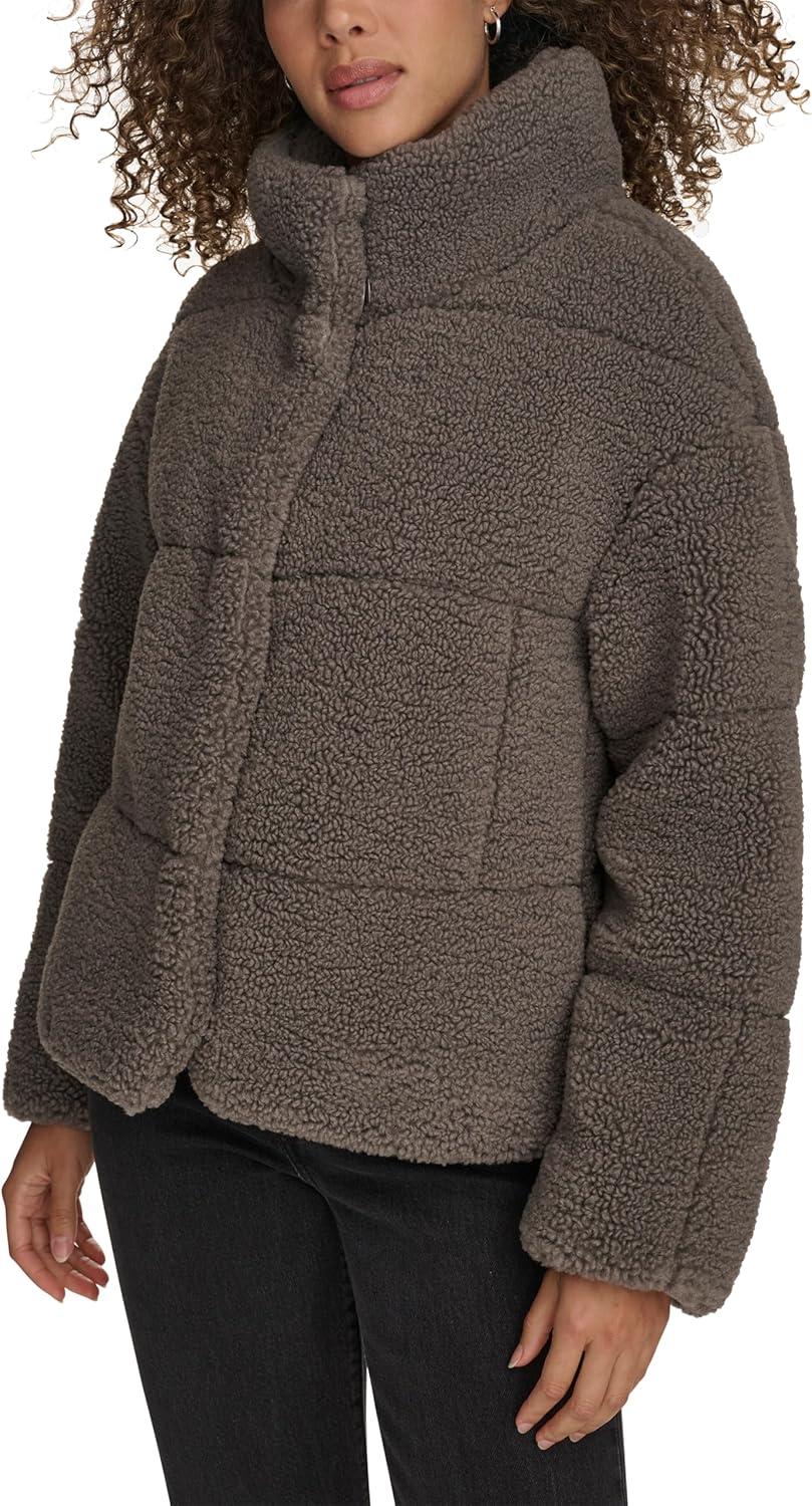 imageLevis Womens Shortie Patchwork Quilted Teddy CoatGrey Shortie