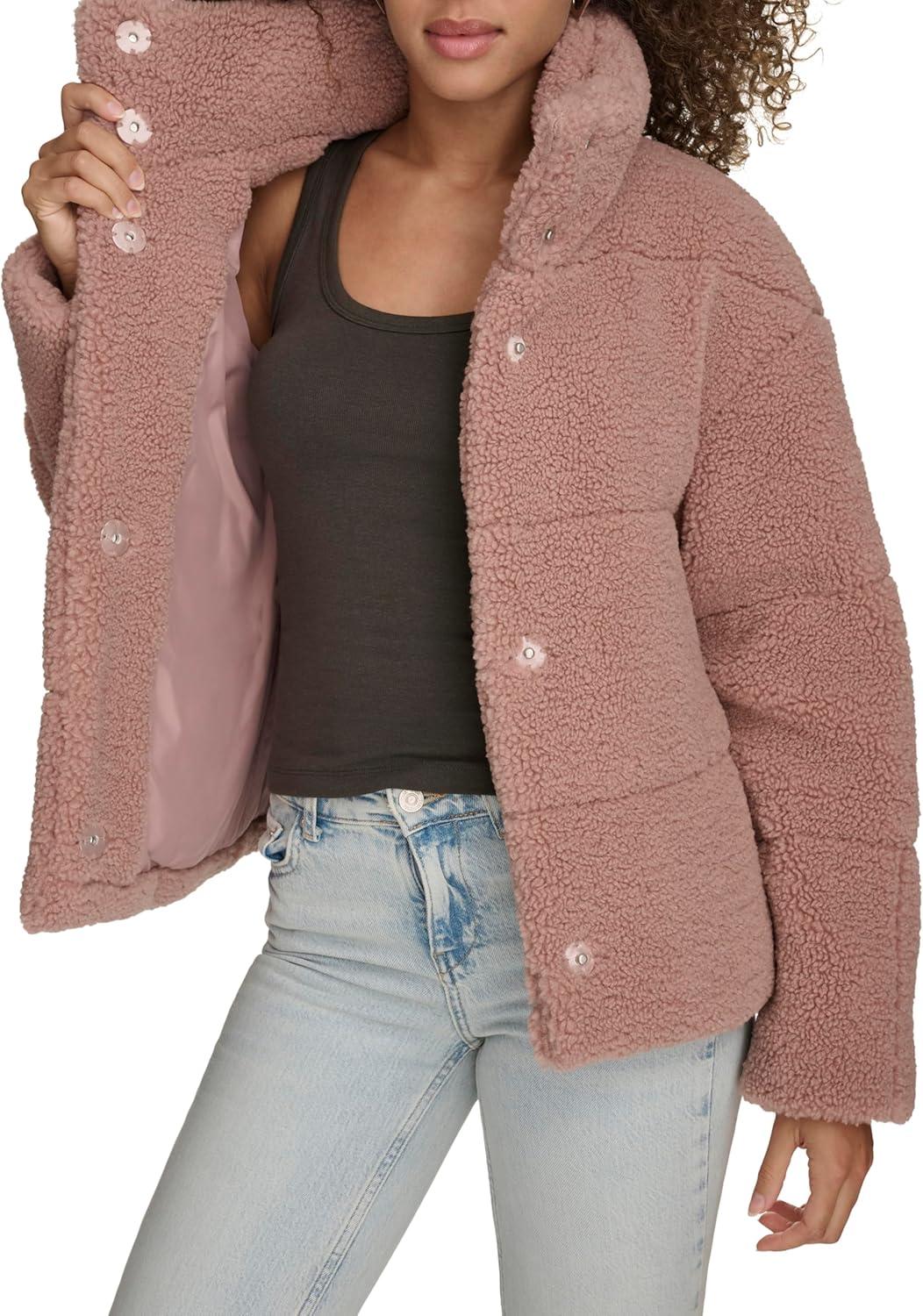imageLevis Womens Shortie Patchwork Quilted Teddy CoatMauve Shortie