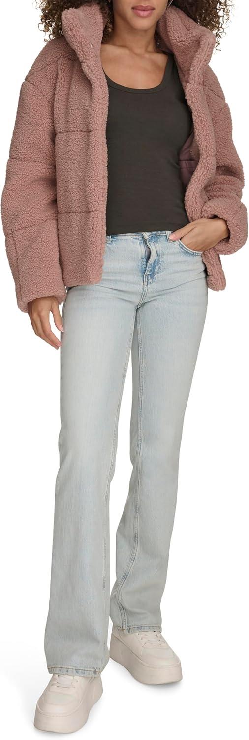 imageLevis Womens Shortie Patchwork Quilted Teddy CoatMauve Shortie