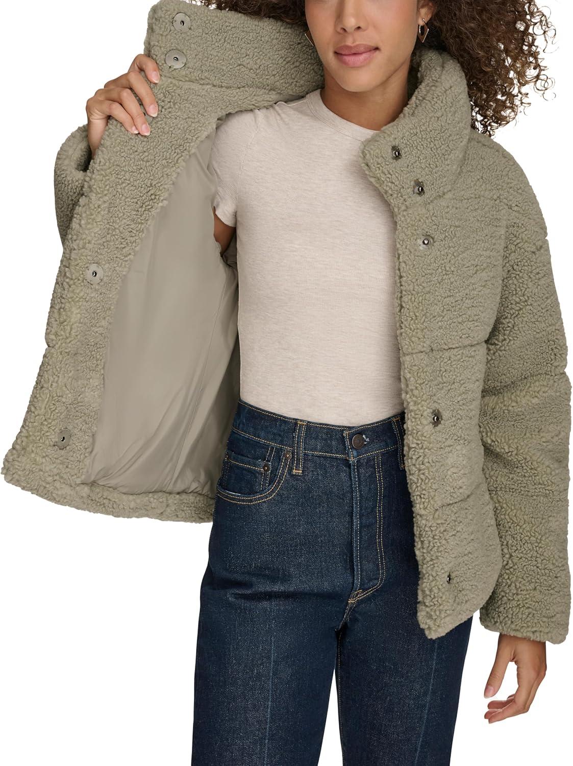 imageLevis Womens Shortie Patchwork Quilted Teddy CoatSeafoam Shortie