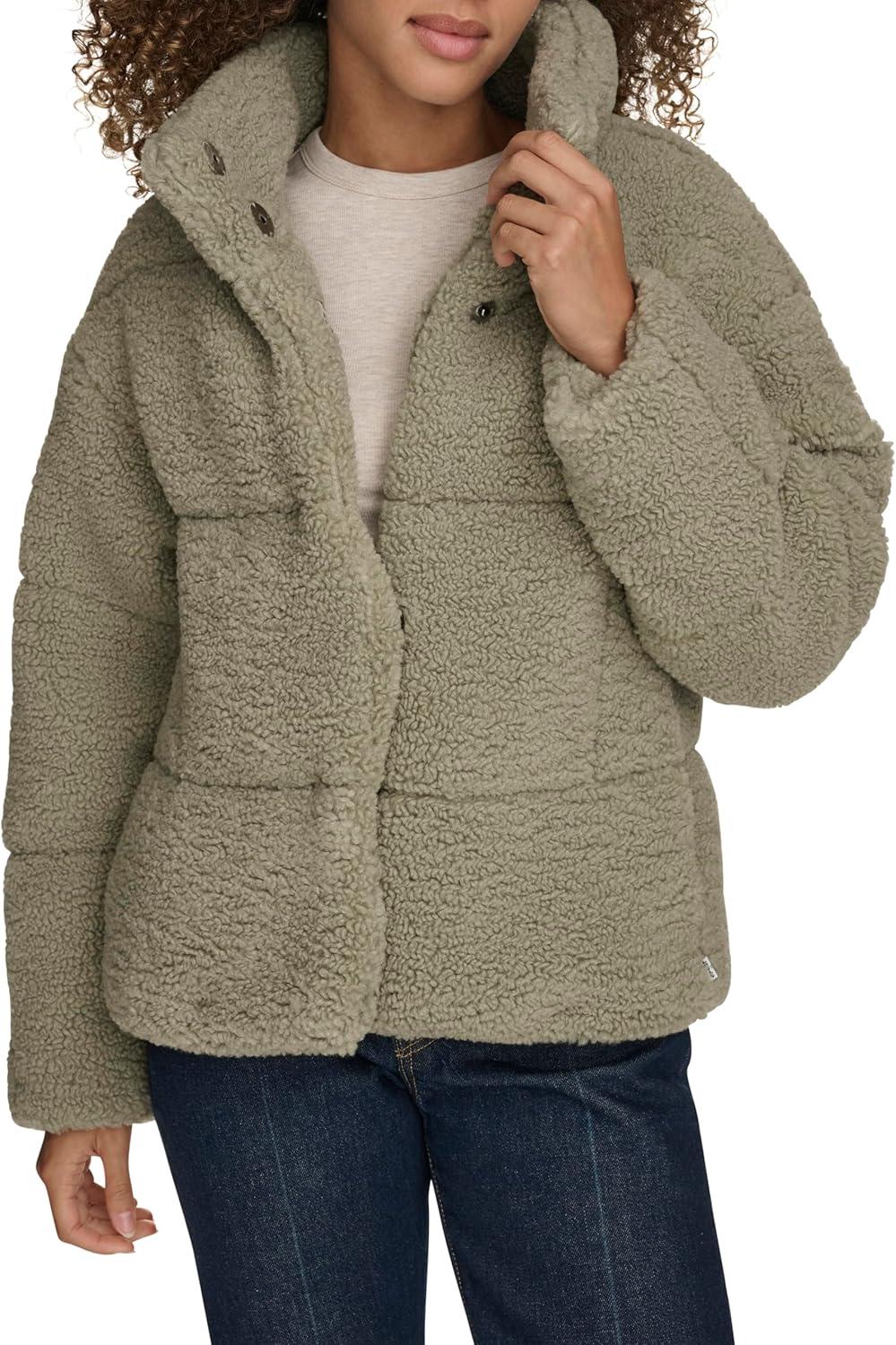 imageLevis Womens Shortie Patchwork Quilted Teddy CoatSeafoam Shortie