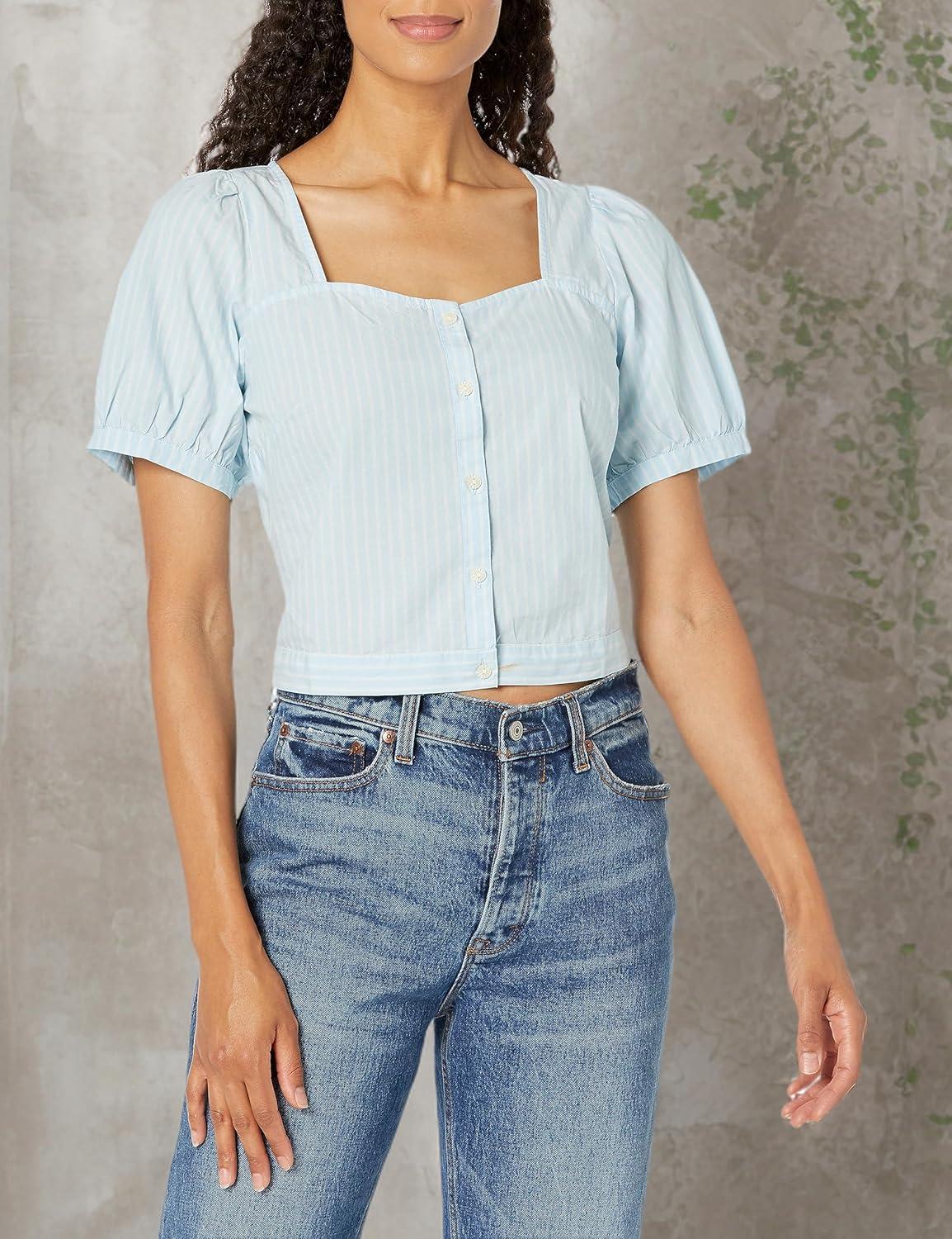 imageLevis Womens Simone Short Sleeve BlouseAntigone Stripe Airy Blue