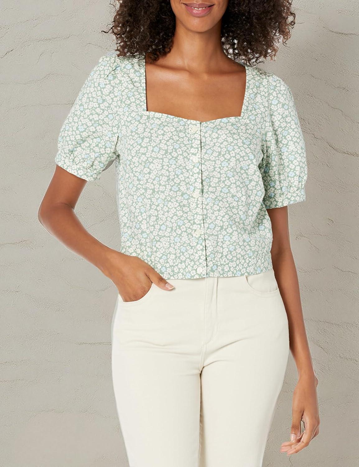 imageLevis Womens Simone Short Sleeve BlouseRiley Floral Granite Green
