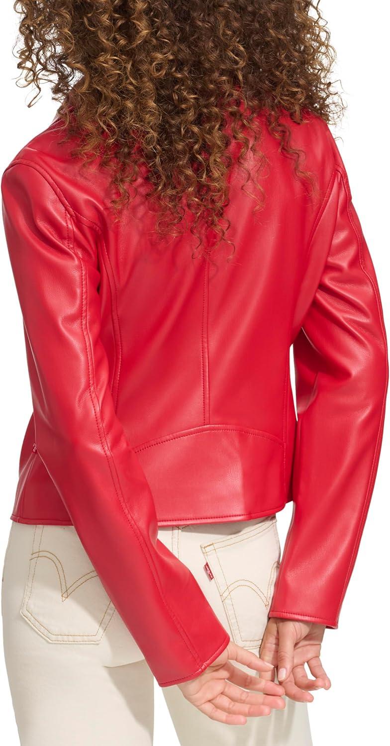 imageLevis Womens Smooth Faux Leather Moto Standard and Plus SizesRed