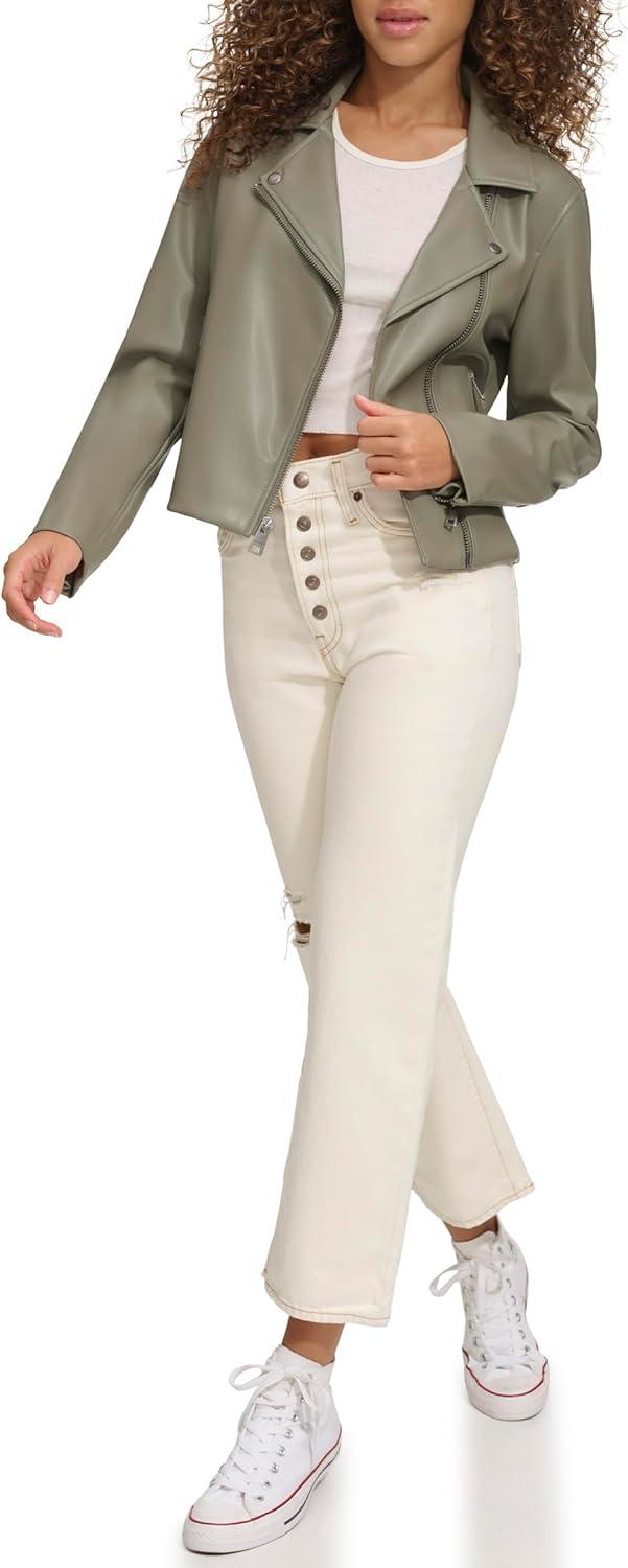 imageLevis Womens Smooth Faux Leather Moto Standard and Plus SizesSage