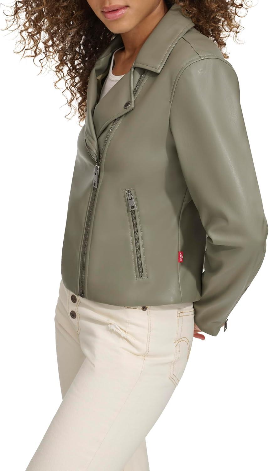 imageLevis Womens Smooth Faux Leather Moto Standard and Plus SizesSage
