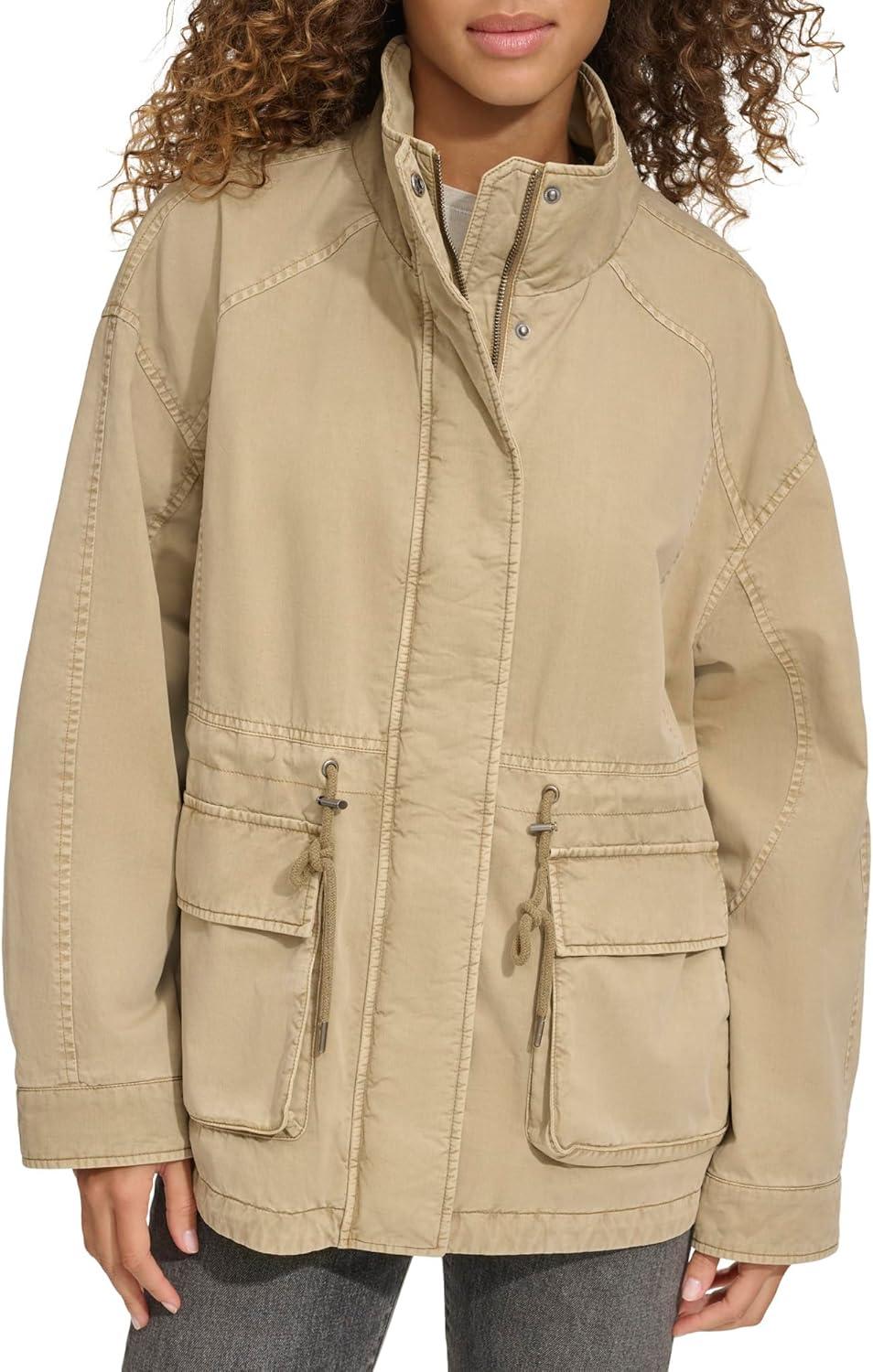 imageLevis Womens Stand Collar Cotton Military JacketSafari