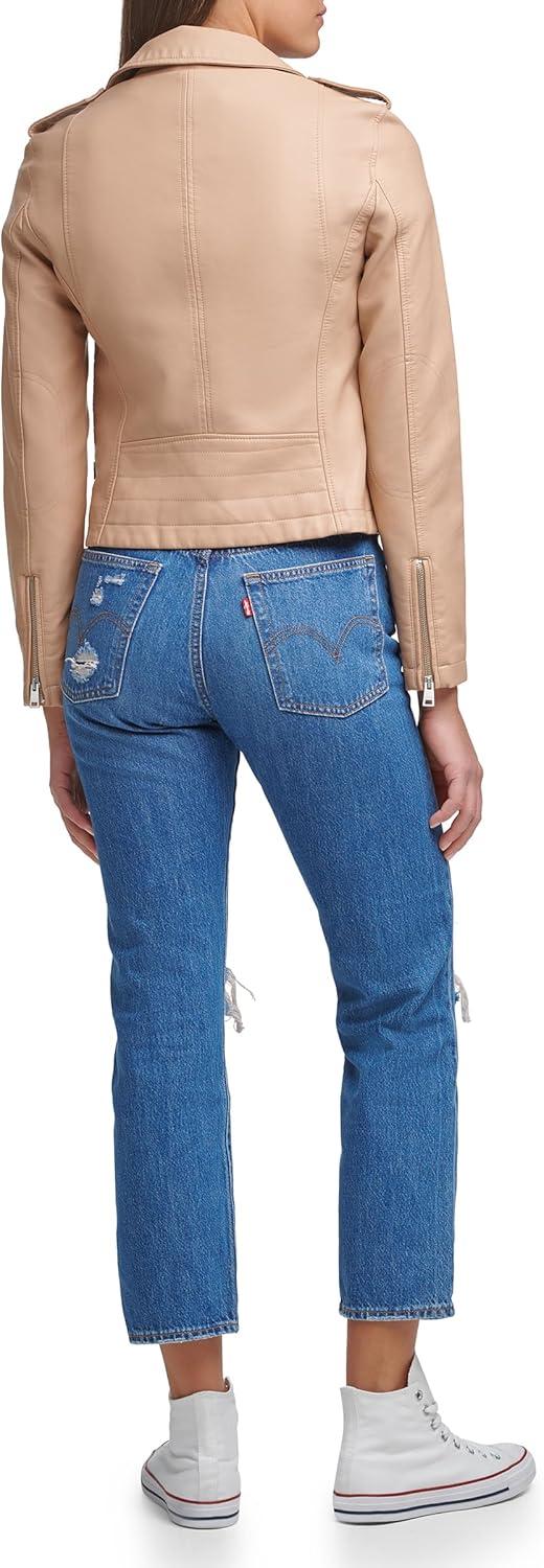 imageLevis Womens The Classic Faux Leather Moto Jacket Regular amp Plus SizeBiscotti Beige