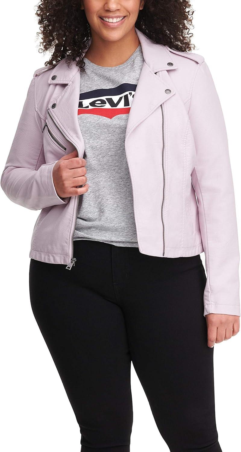 imageLevis Womens The Classic Faux Leather Moto Jacket Regular amp Plus SizeBlush Red