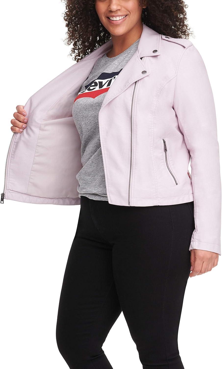 imageLevis Womens The Classic Faux Leather Moto Jacket Regular amp Plus SizeBlush Red