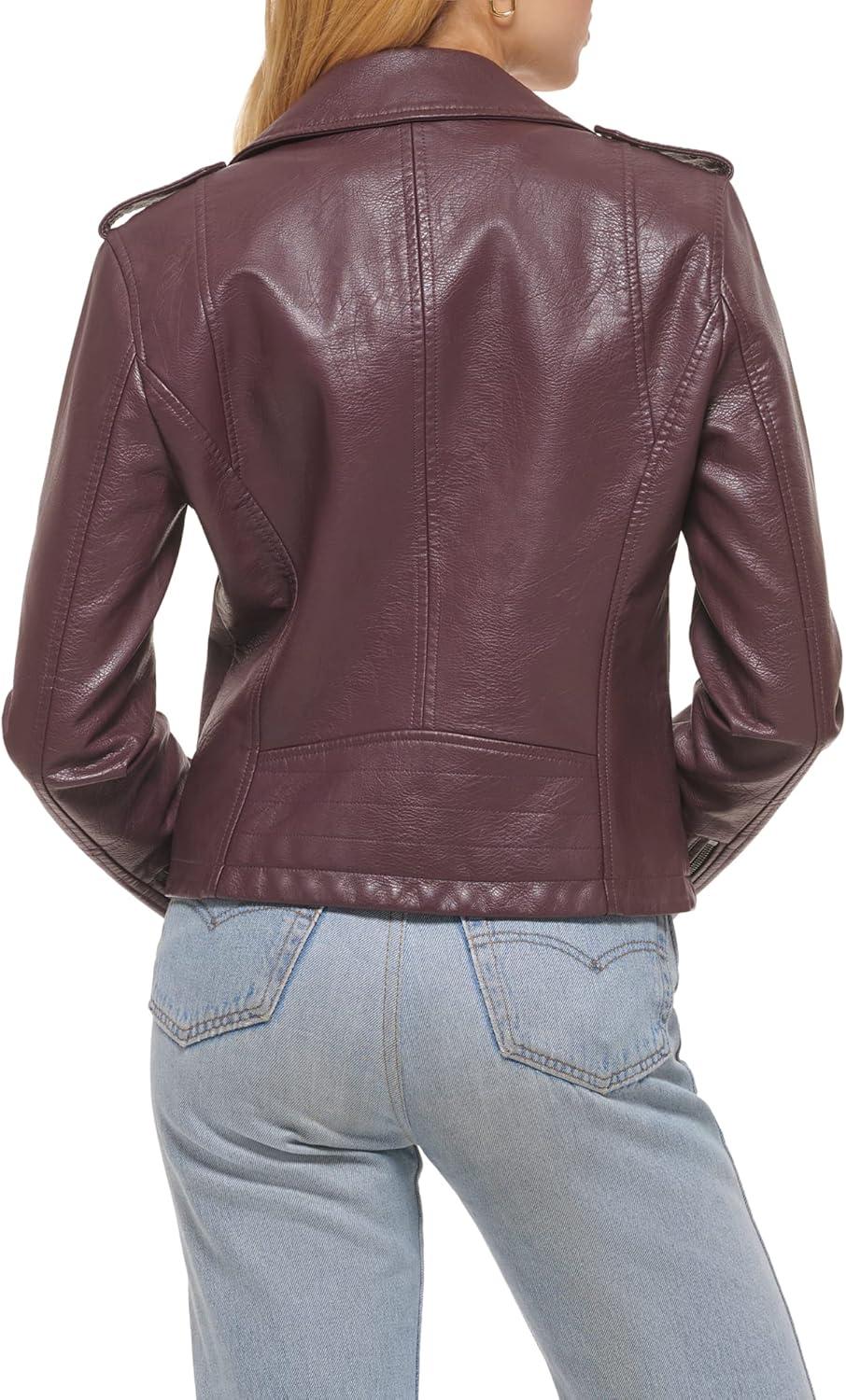 imageLevis Womens The Classic Faux Leather Moto Jacket Regular amp Plus SizeBurgundy Red