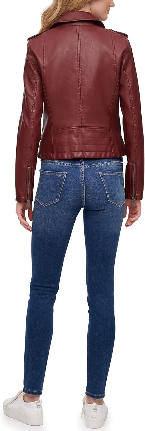 imageLevis Womens The Classic Faux Leather Moto Jacket Regular amp Plus SizeCabernet Red