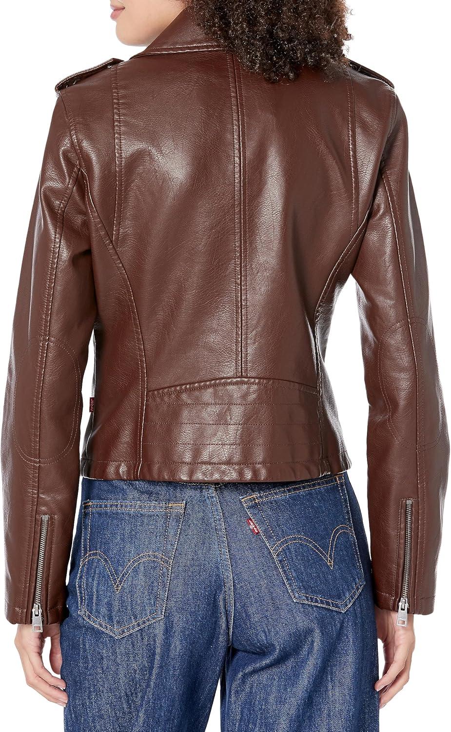 imageLevis Womens The Classic Faux Leather Moto Jacket Regular amp Plus SizeChocolate Brown
