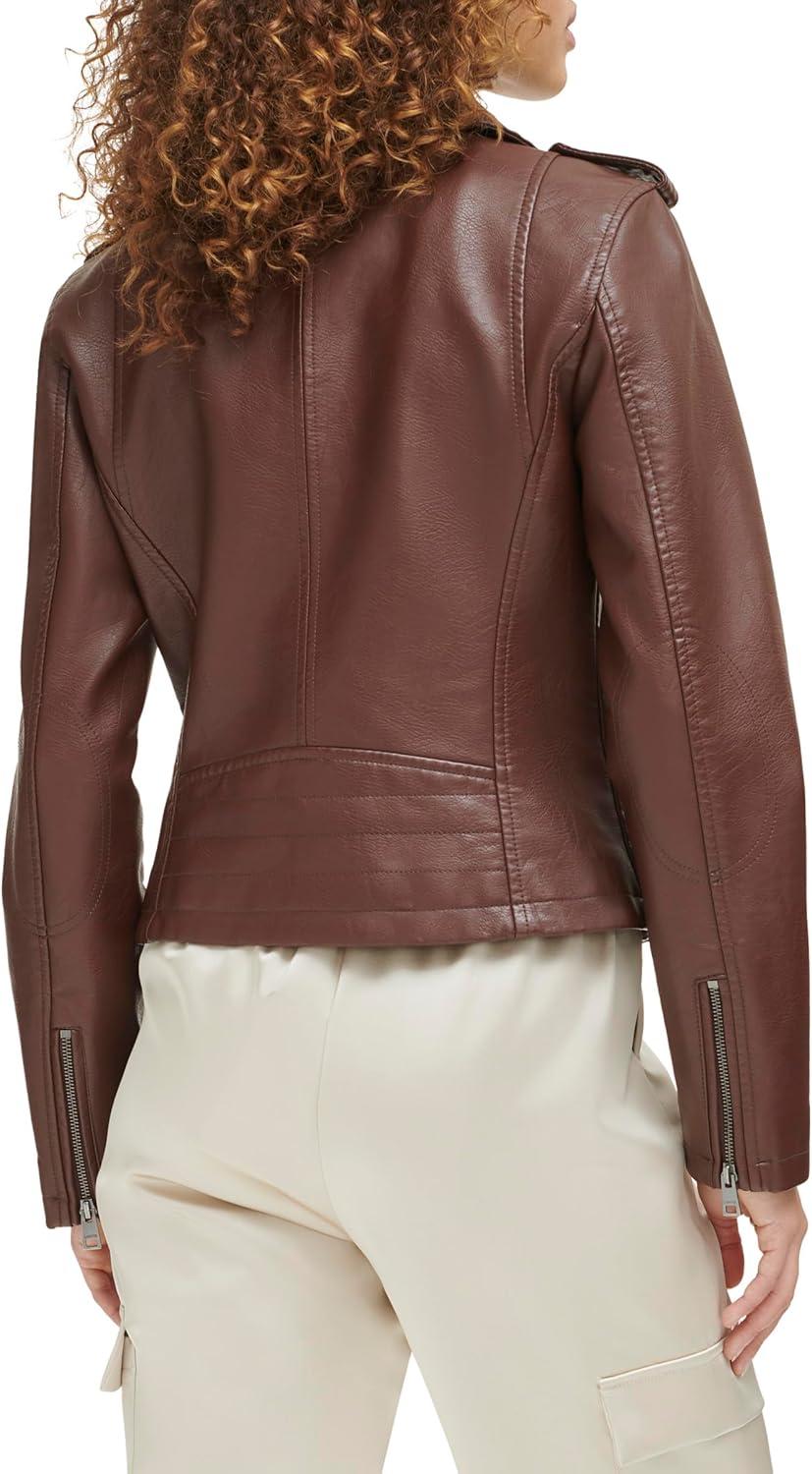 imageLevis Womens The Classic Faux Leather Moto Jacket Regular amp Plus SizeChocolate Brown