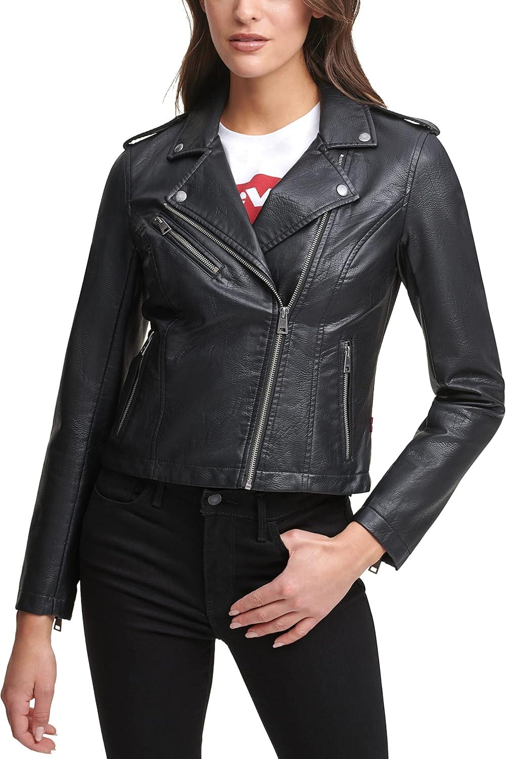 imageLevis Womens The Classic Faux Leather Moto Jacket Regular amp Plus SizeClassic Black