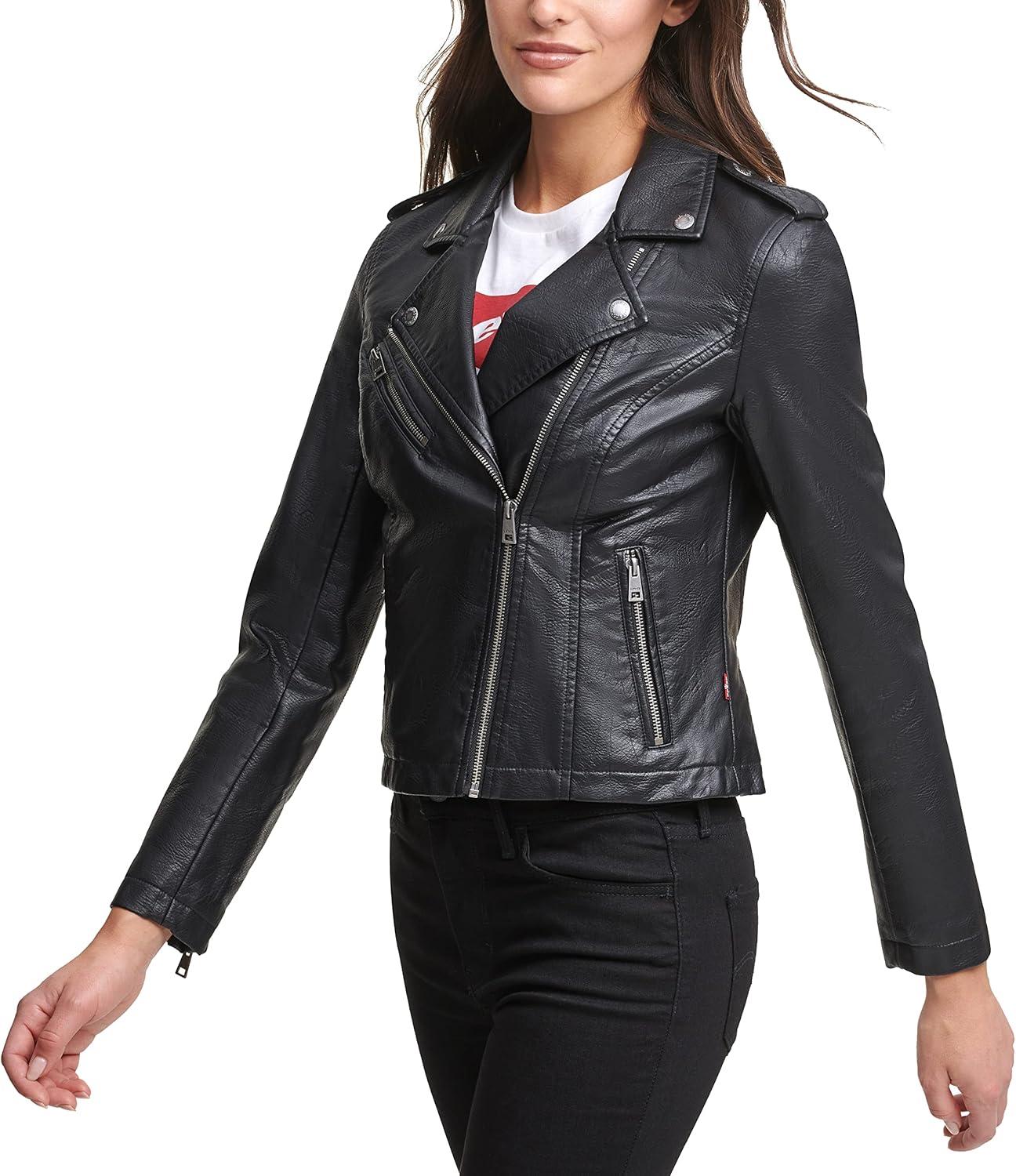 imageLevis Womens The Classic Faux Leather Moto Jacket Regular amp Plus SizeClassic Black