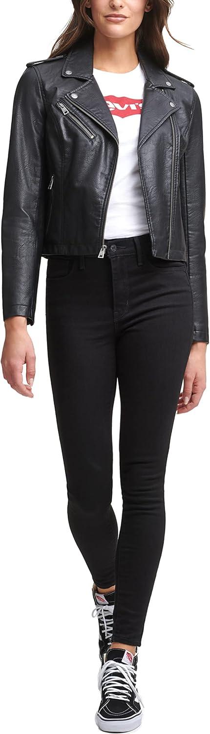imageLevis Womens The Classic Faux Leather Moto Jacket Regular amp Plus SizeClassic Black