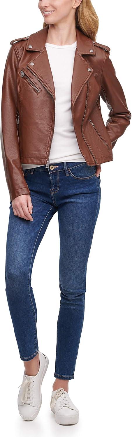 imageLevis Womens The Classic Faux Leather Moto Jacket Regular amp Plus SizeDark Brown