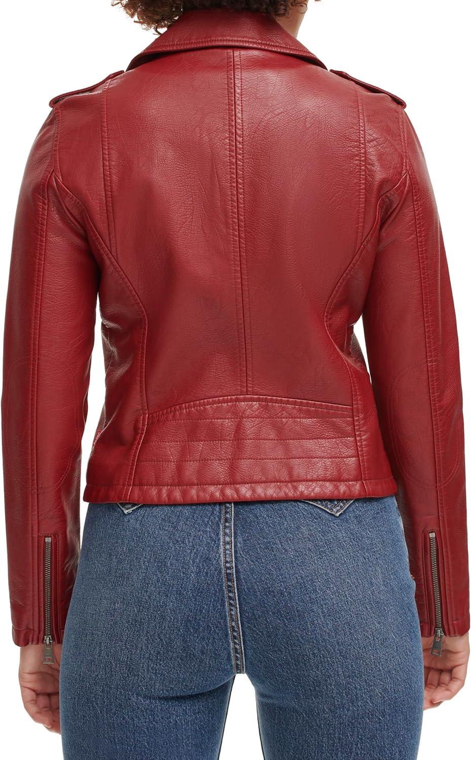 imageLevis Womens The Classic Faux Leather Moto Jacket Regular amp Plus SizeDeep Cherry Red