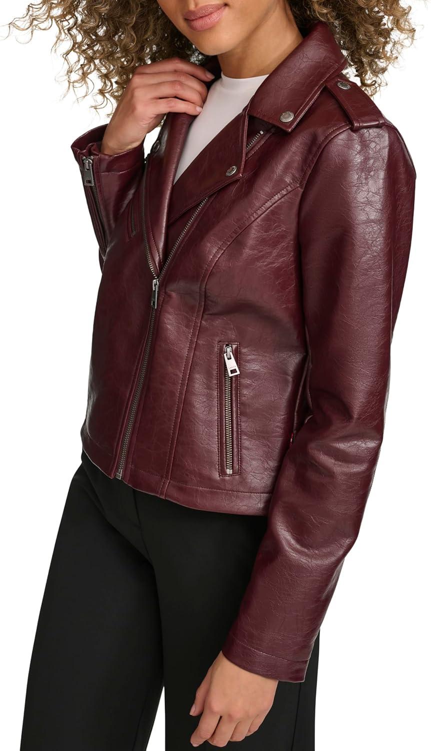 imageLevis Womens The Classic Faux Leather Moto Jacket Regular amp Plus SizeFig Gloss Pu