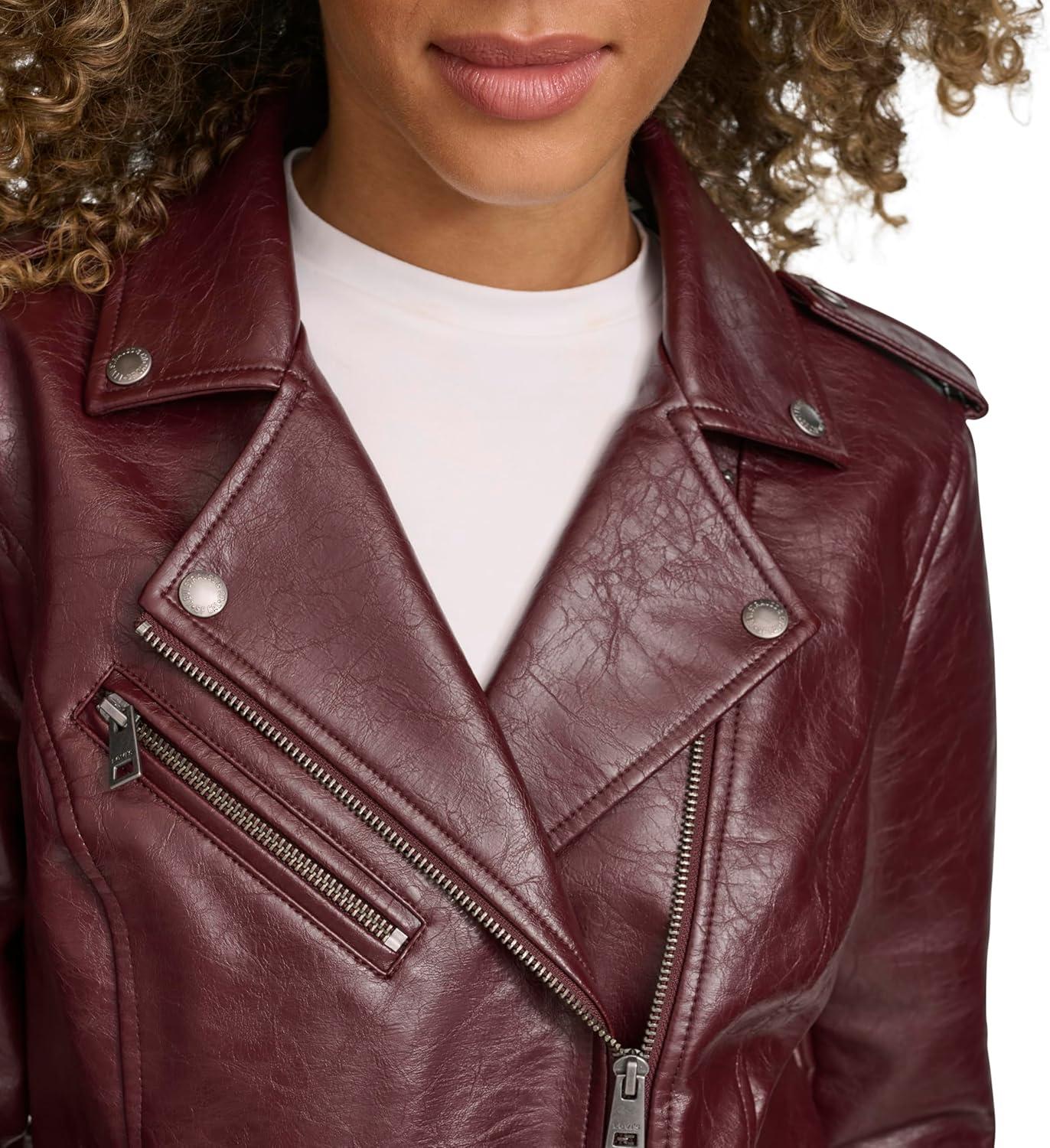imageLevis Womens The Classic Faux Leather Moto Jacket Regular amp Plus SizeFig Gloss Pu