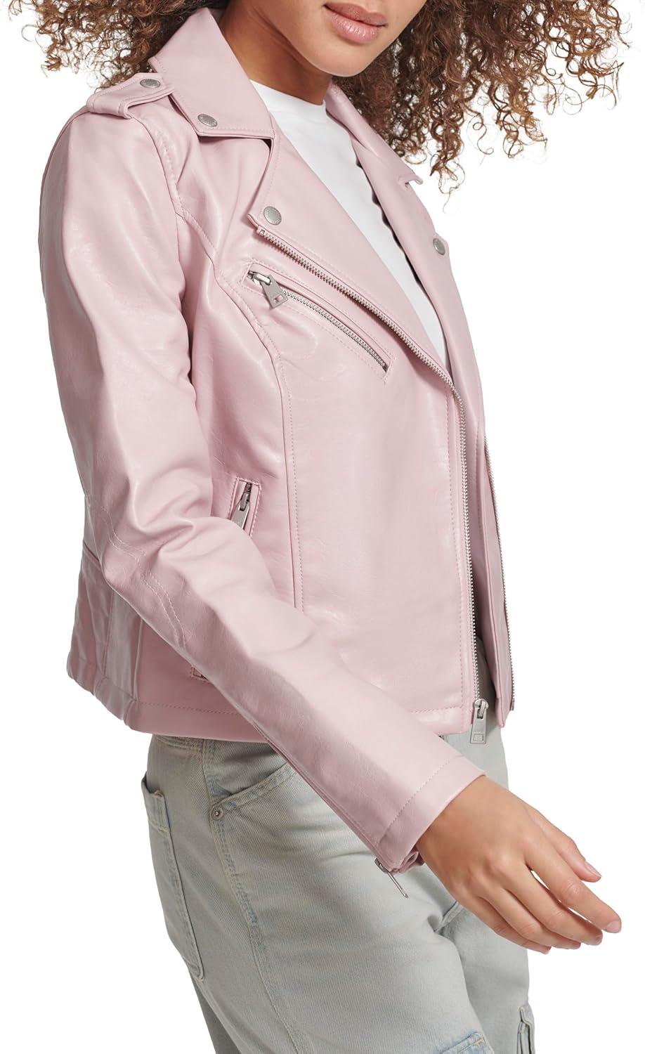 imageLevis Womens The Classic Faux Leather Moto Jacket Regular amp Plus SizeGloss Lilac