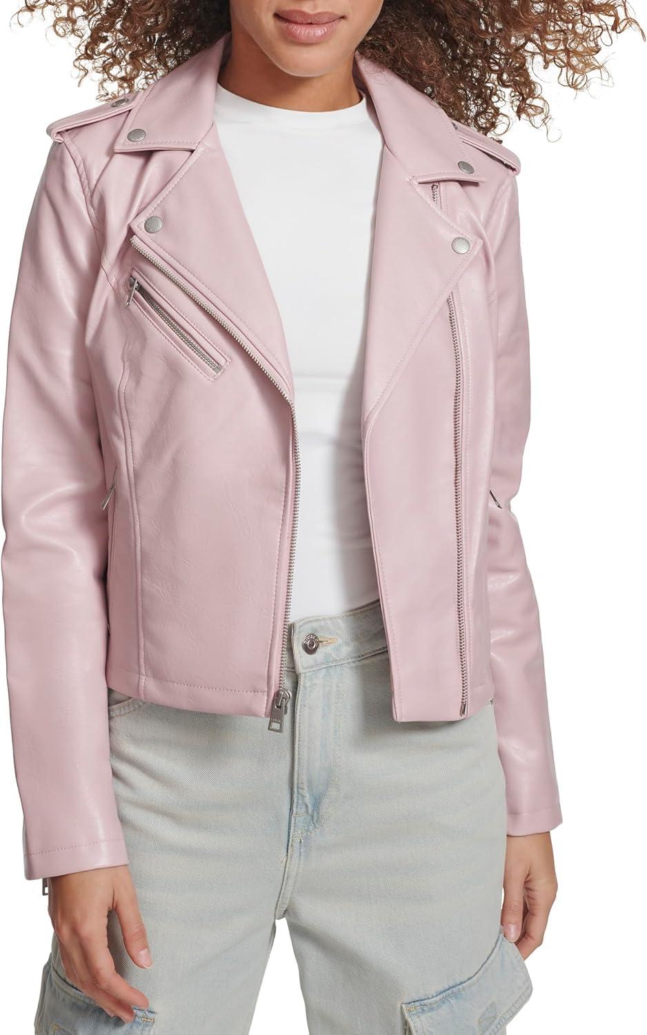 imageLevis Womens The Classic Faux Leather Moto Jacket Regular amp Plus SizeGloss Lilac
