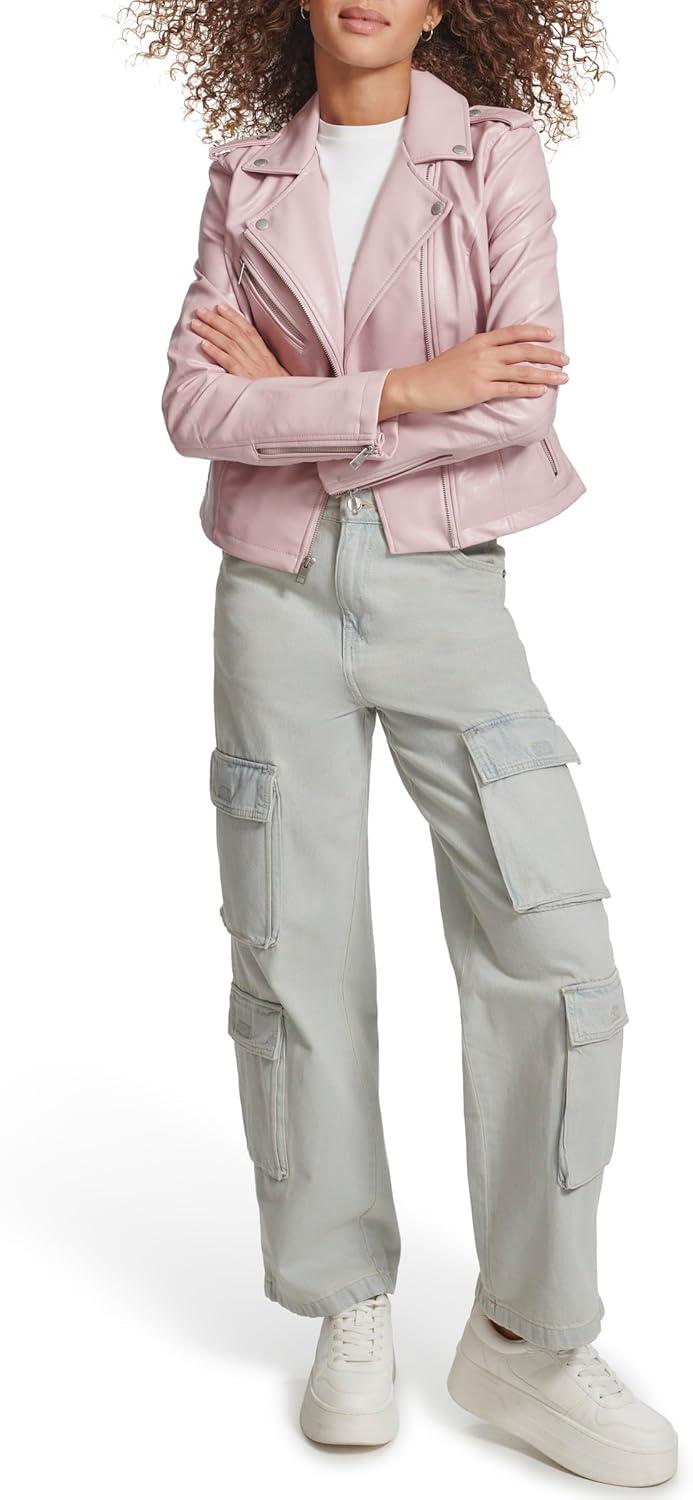 imageLevis Womens The Classic Faux Leather Moto Jacket Regular amp Plus SizeGloss Lilac
