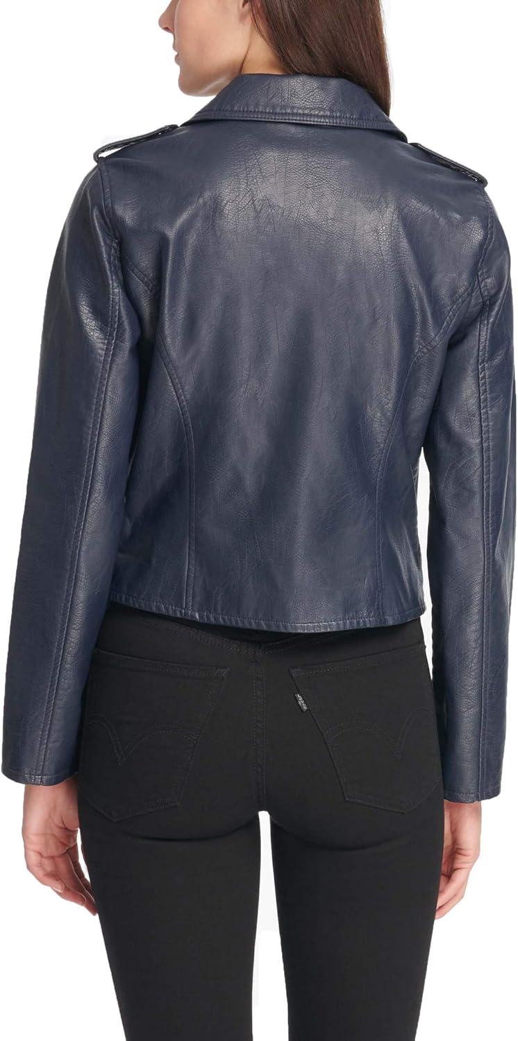 imageLevis Womens The Classic Faux Leather Moto Jacket Regular amp Plus SizeNavy