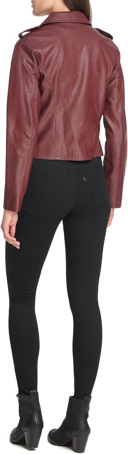 imageLevis Womens The Classic Faux Leather Moto Jacket Regular amp Plus SizeWalnut