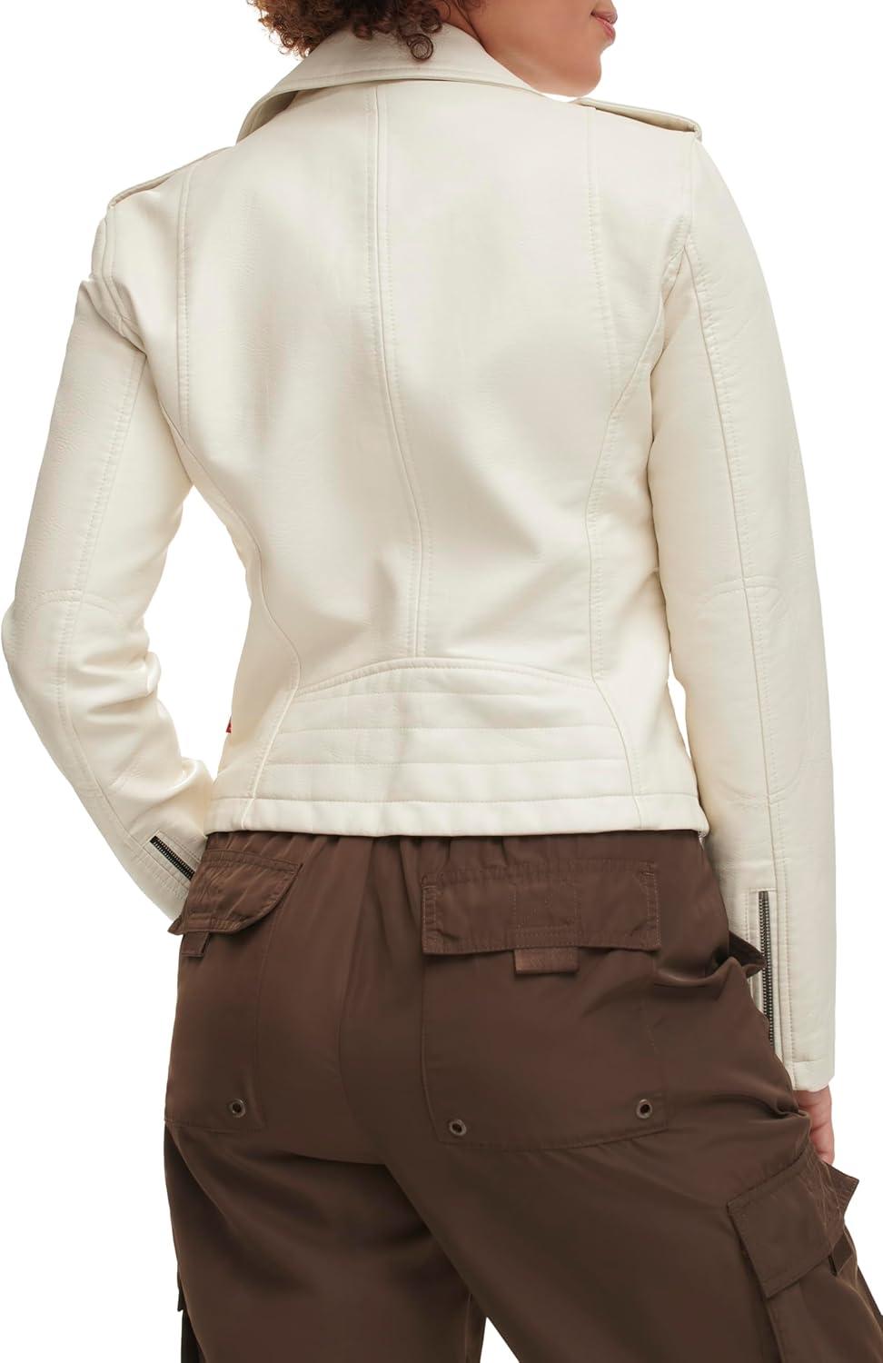 imageLevis Womens The Classic Faux Leather Moto Jacket Regular amp Plus SizeWhite Oyster