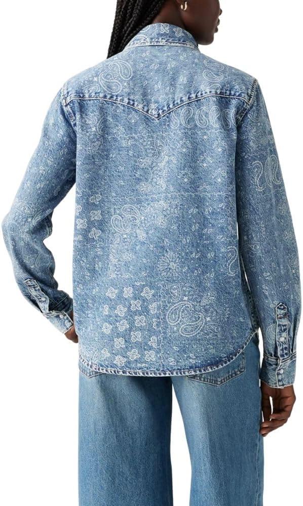 imageLevis Womens Ultimate Western Shirt Standard and PlusEmme Patchwork Bandana Indigo