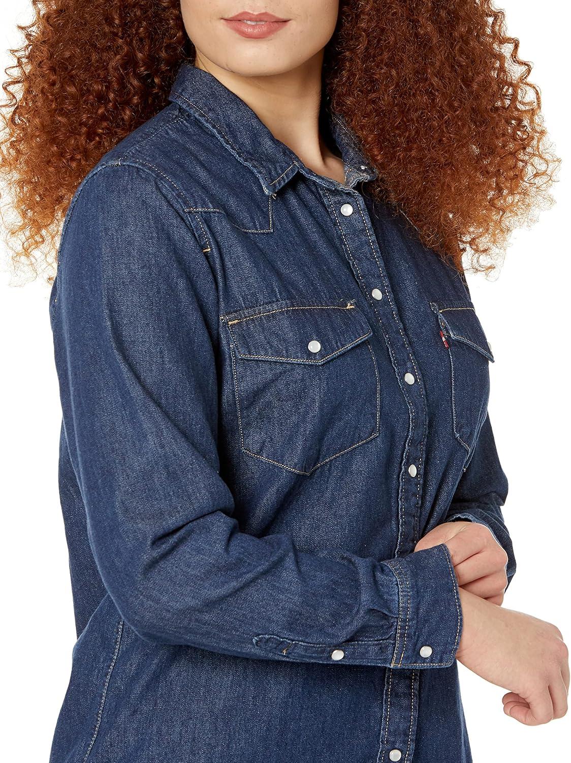 imageLevis Womens Ultimate Western Shirt Standard and PlusMinds Eye Dark Indigo