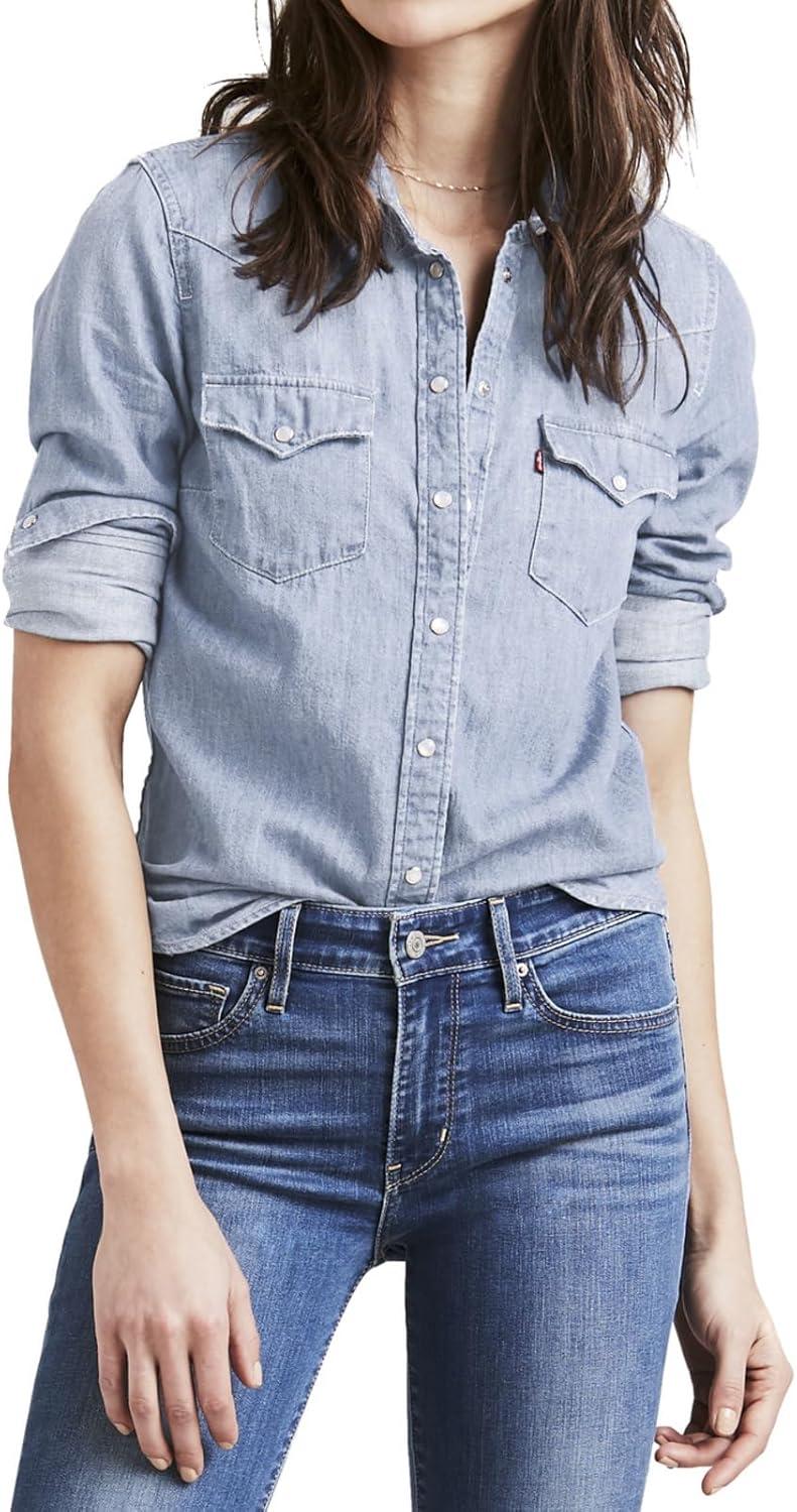 imageLevis Womens Ultimate Western Shirt Standard and PlusNew Small Talk Light Indigo