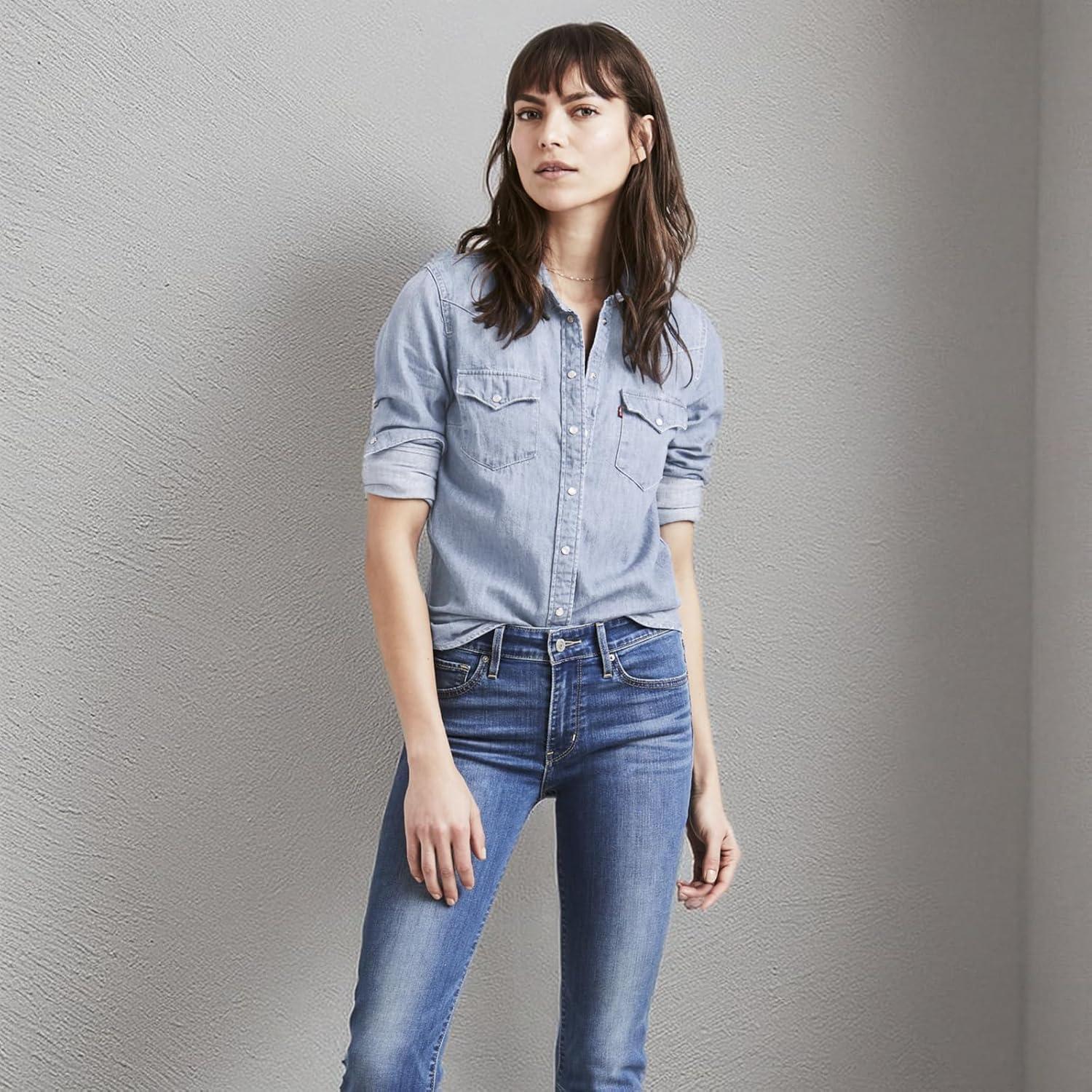 imageLevis Womens Ultimate Western Shirt Standard and PlusNew Small Talk Light Indigo