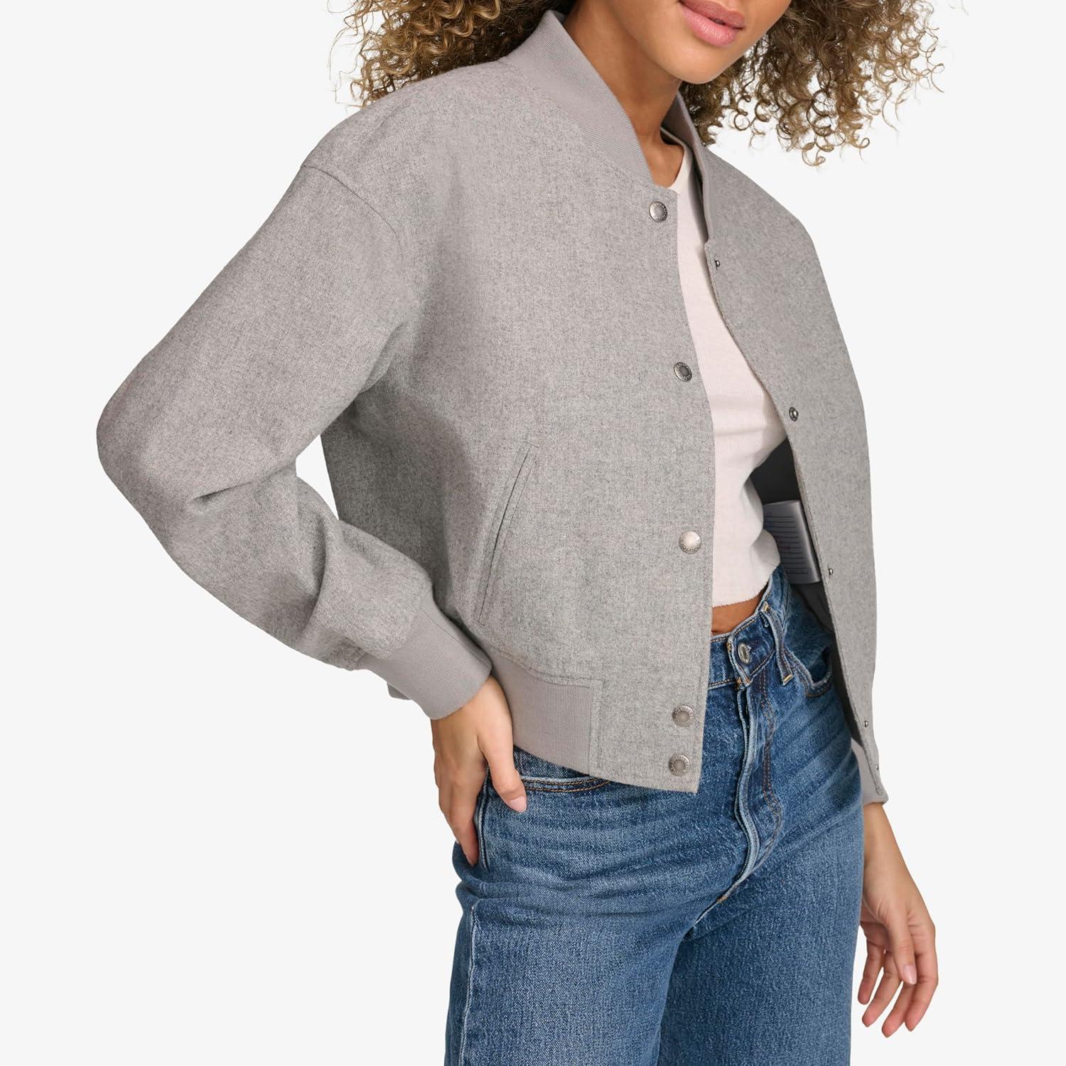imageLevis Womens Varsity Bomber JacketHeather Grey Wool Blend
