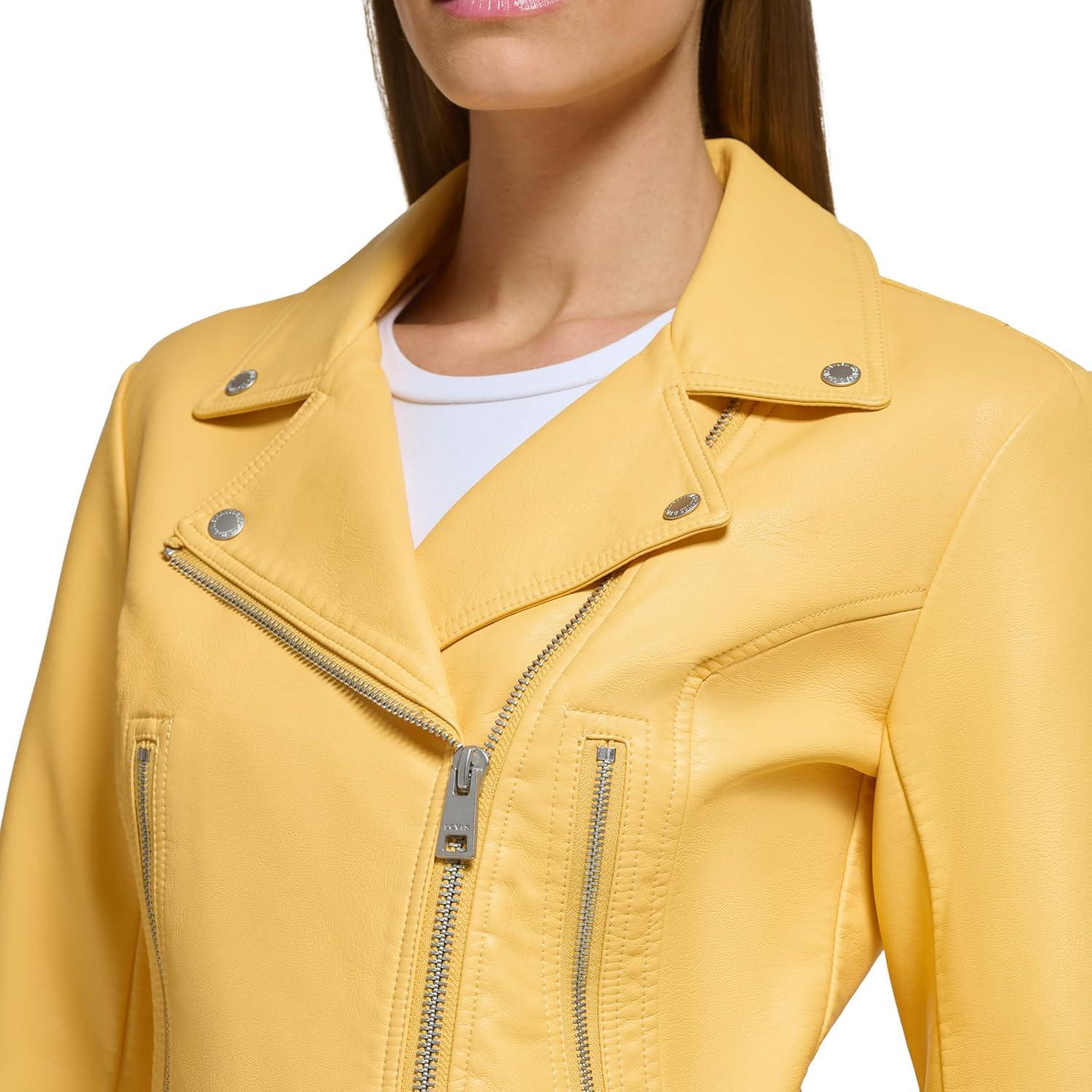 imageLevis Womens Vegan Leather 538 Moto Jacket Regular amp Plus SizeAmberCream