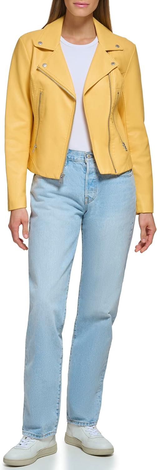 imageLevis Womens Vegan Leather 538 Moto Jacket Regular amp Plus SizeAmberCream