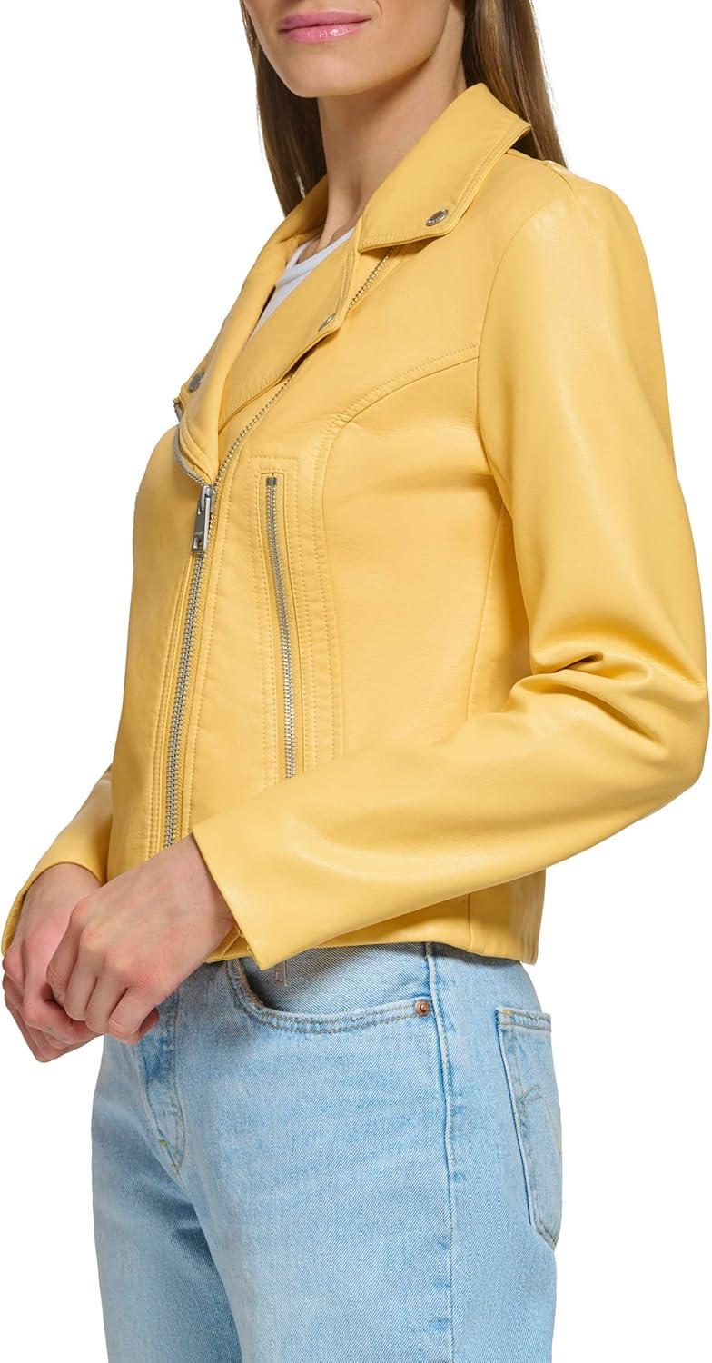imageLevis Womens Vegan Leather 538 Moto Jacket Regular amp Plus SizeAmberCream