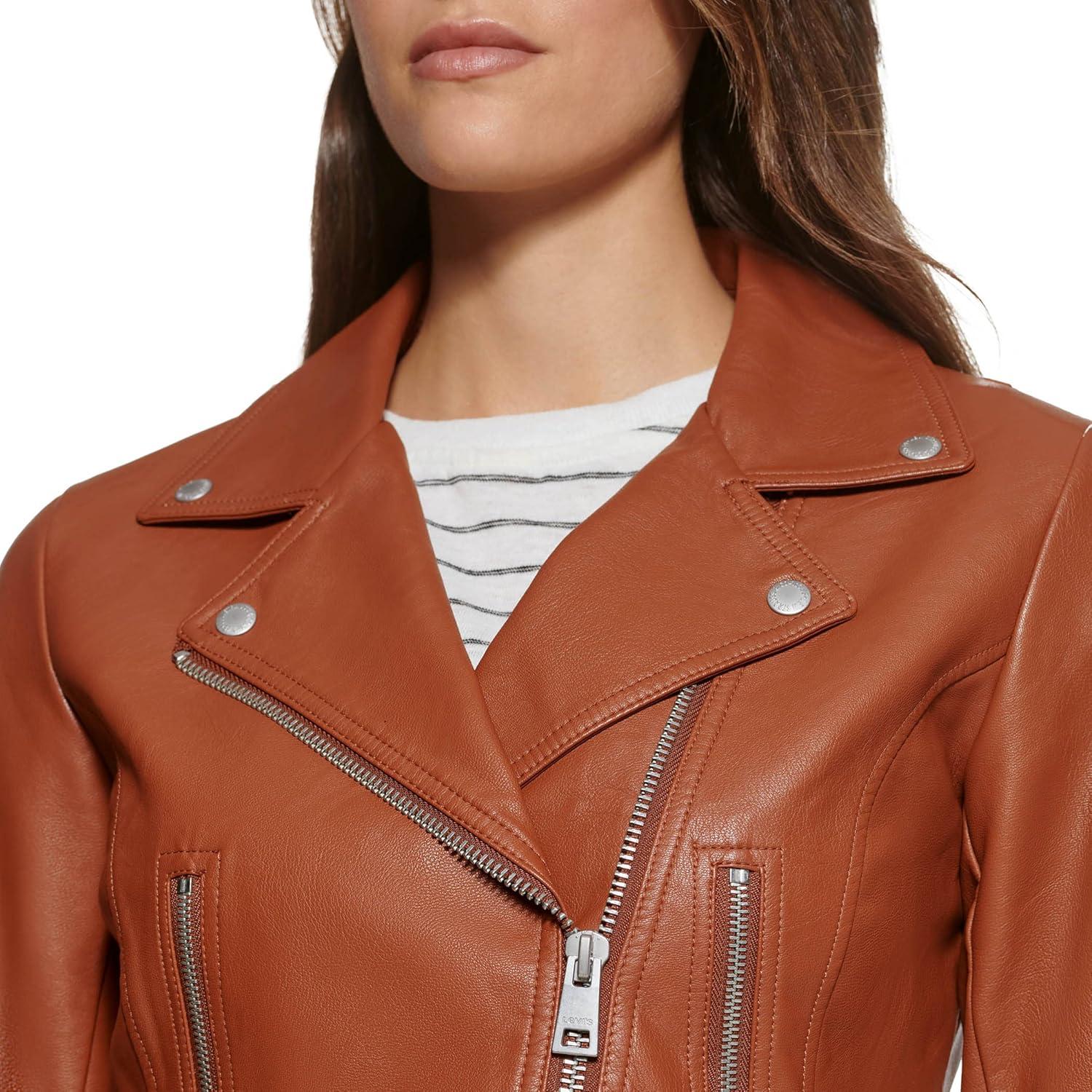 imageLevis Womens Vegan Leather 538 Moto Jacket Regular amp Plus SizeCamel