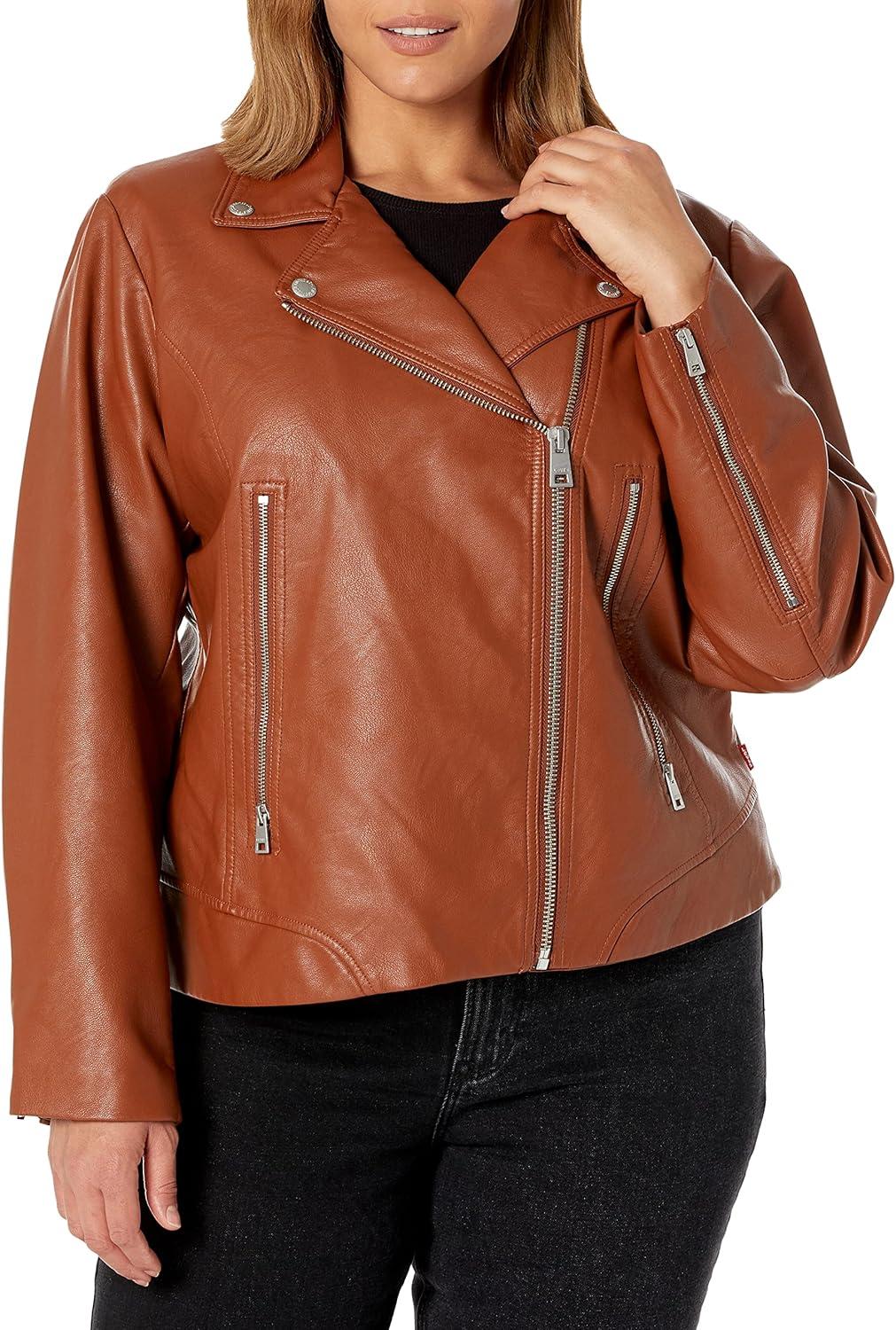 imageLevis Womens Vegan Leather 538 Moto Jacket Regular amp Plus SizeCamel